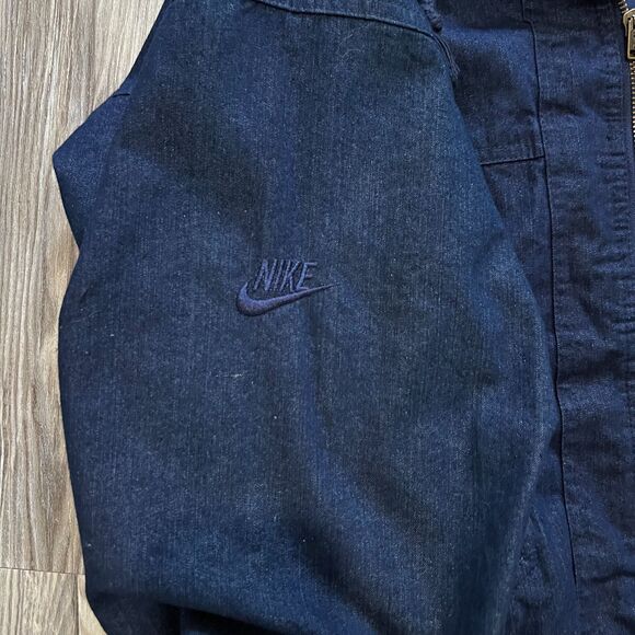 Nike Force Vintage Denim Bomber Jacket Men’s Small 90s Zip Up Made in Taiwan - Picture 10 of 13